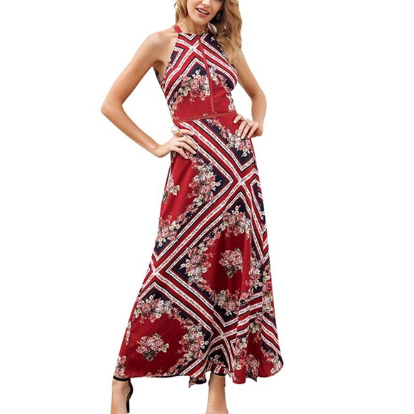 C.C. Boutique Dresses & Skirts - NWT Open Back Floral Stripe Maxi Dress